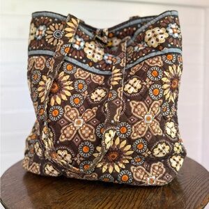 Vera Bradley miller crayon Floral Patterned Brown Tote Bag